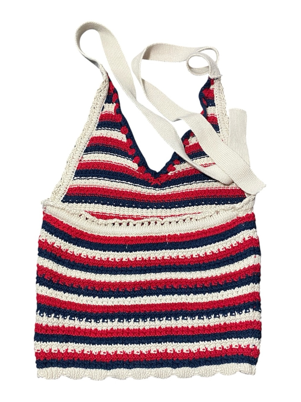 Moon & Madison Striped Crochet Halter Crop Top Sz-XS - Picture 2 of 3